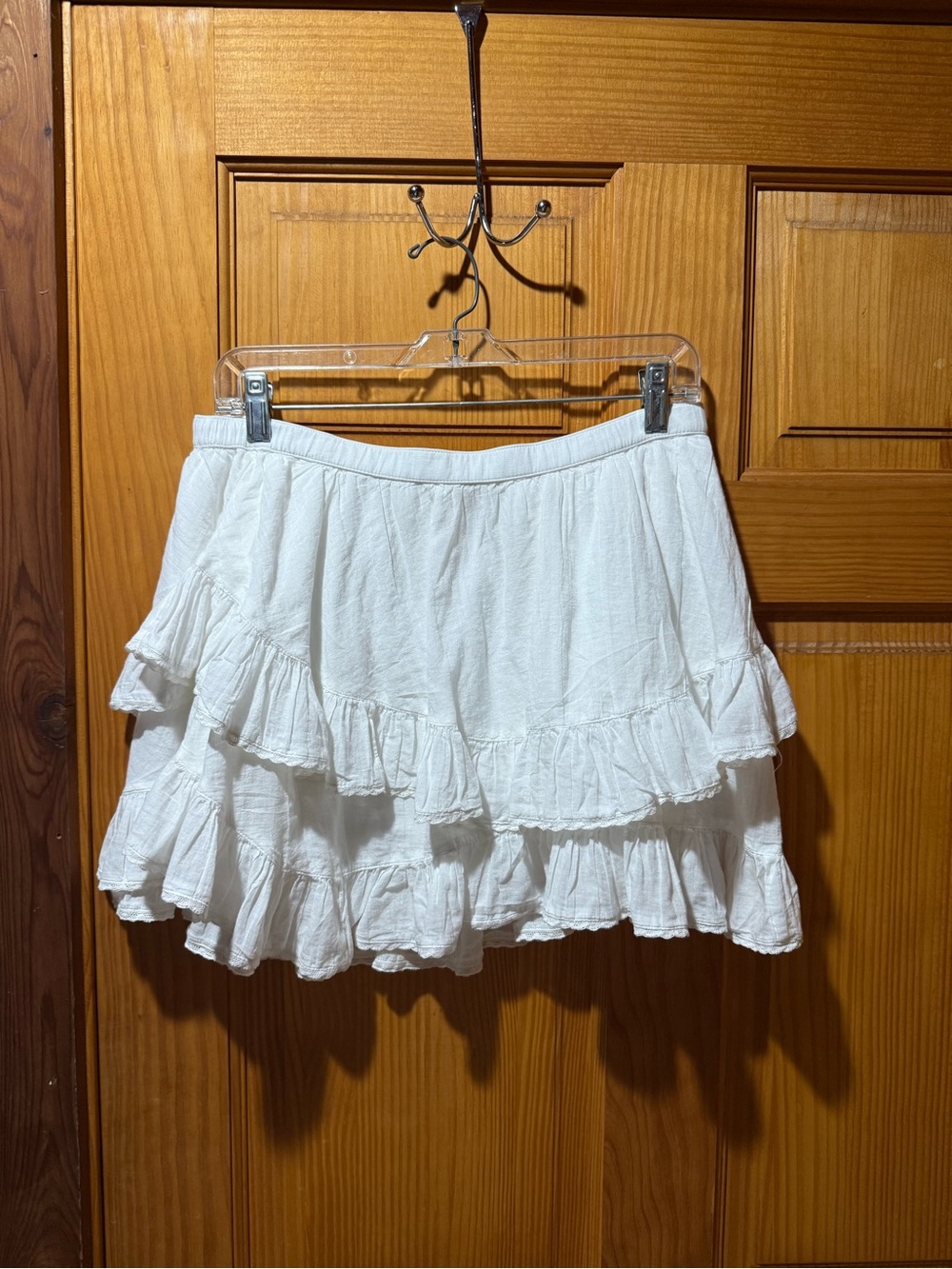 American Eagle Outfitters White Tiered Ruffle Mini Skirt